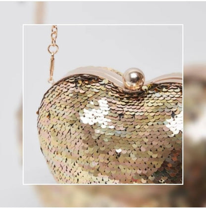 Heart shaped sequins clutch