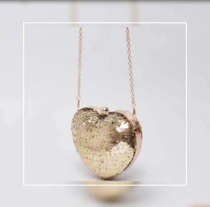 Heart shaped sequins clutch