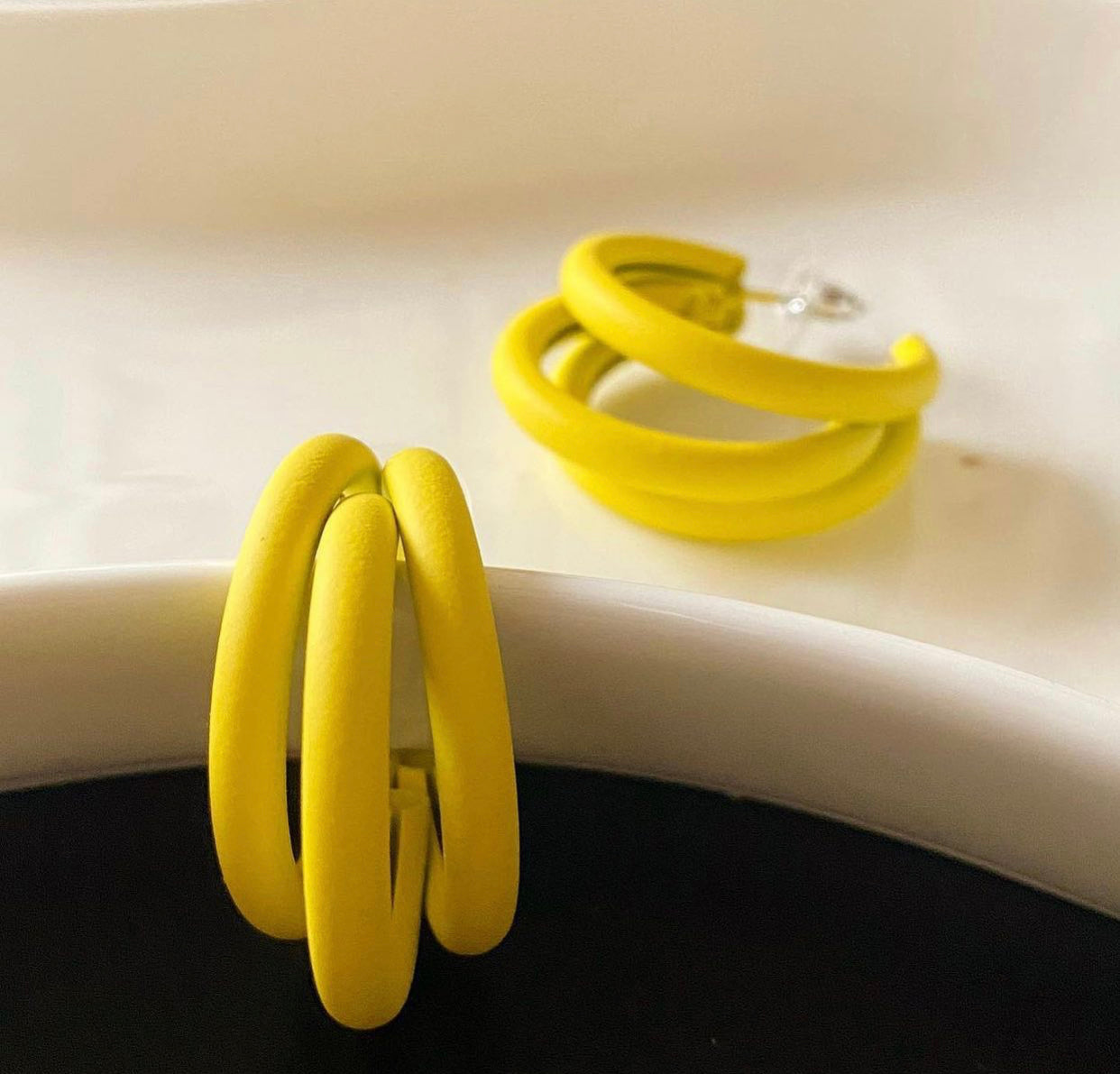Subtle Hoops Yellow matte hoops – Subtle Statementss